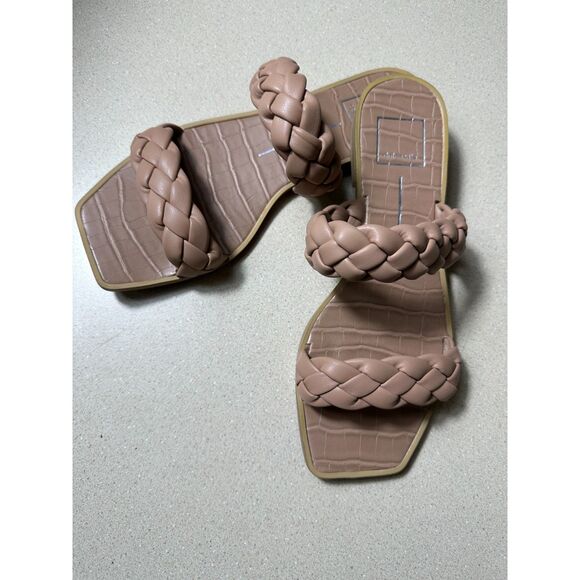 Dolce Vita Indy Sandals Sz 8 Natural Cork Flats Double Braided Straps Casual - Picture 2 of 5
